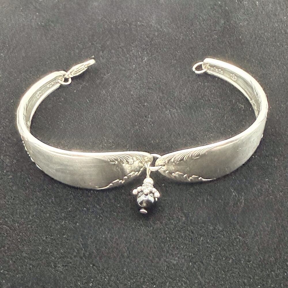 925 Sterling Silver Solid Bracelet Spoon NSC Crown Hallmark Handcrafted 7" VTG